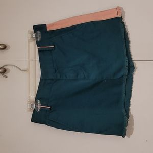 Marc Jacobs Teal Midi Skirt with Pale Pink Side Stripe